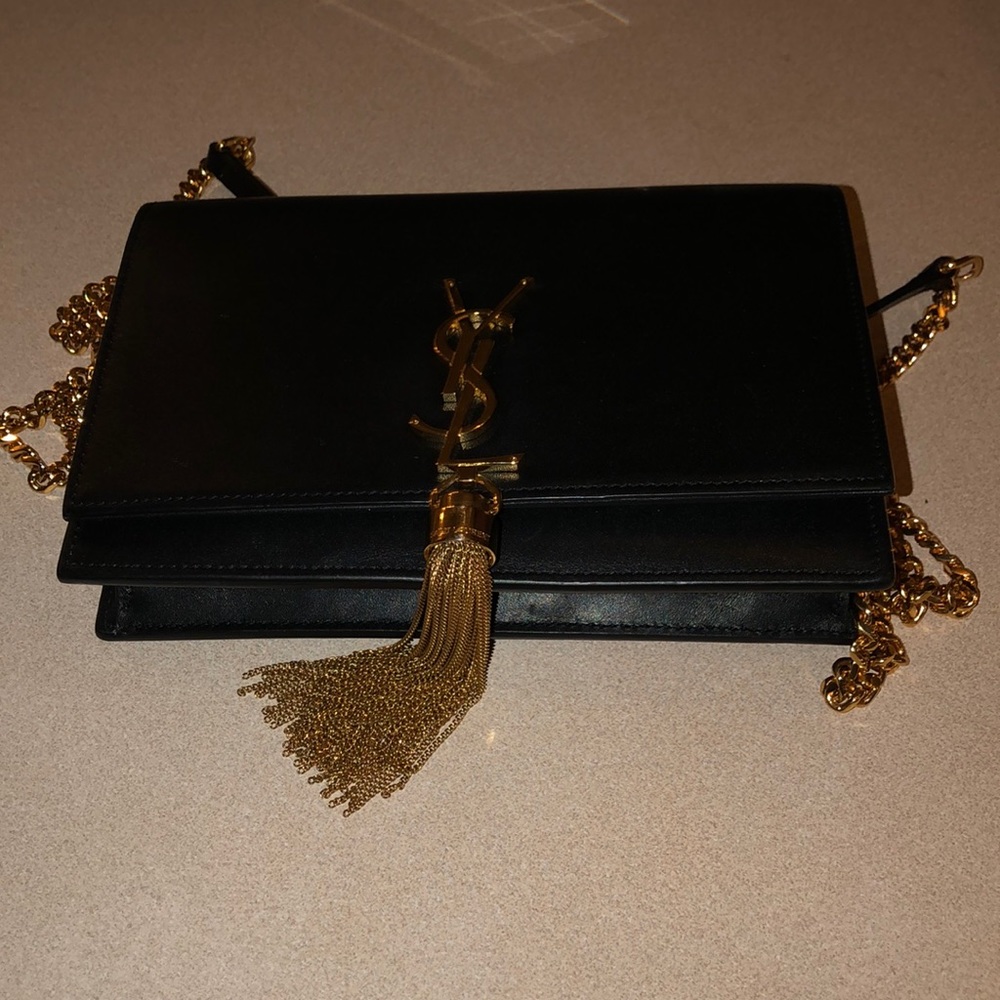 Yves Saint Laurent gold wallet on chain crossbody